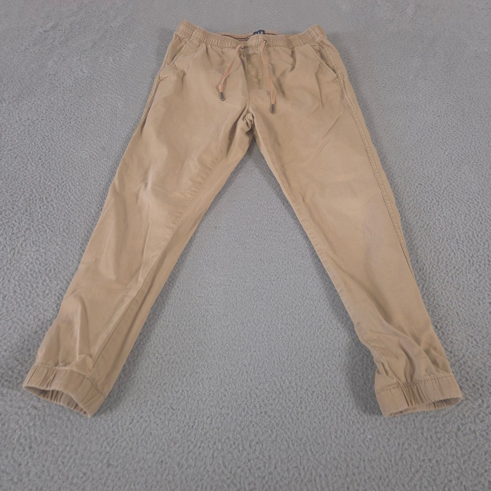 Gap Pants Mens Medium Tan Twill Joggers Tapered Cotton Stretch Waistband Khaki